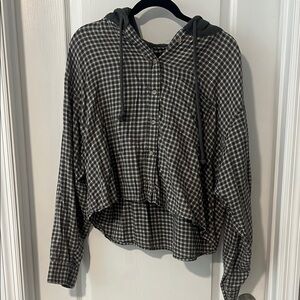 Black and White Plaid Hoodie Shirt